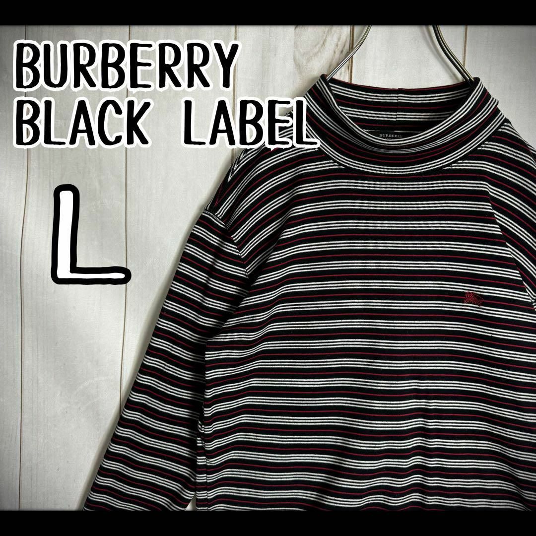 BURBERRY BLACK LABEL(バーバリーブラックレーベル)の【希少デザイン】　バーバリーブラックレーベル　ロンT マルチボーダー　ホース刺繍 メンズのトップス(ニット/セーター)の商品写真