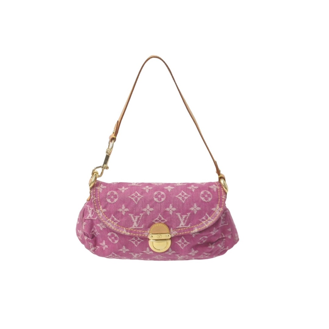 LOUIS VUITTON(ルイヴィトン)のLOUIS VUITTON ルイヴィトン ハンドバッグ M95216 ミニプリーティ ピンク デニムモノグラム 美品 中古 60663 レディースのバッグ(ハンドバッグ)の商品写真