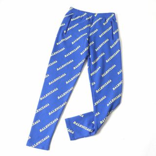 バレンシアガ(BALENCIAGA)の美品★正規品 20年 BALENCIAGA バレンシアガ 620938  ロゴプリント スウェットパンツ／ボトムス レディース ブルー×イエロー XS(カジュアルパンツ)