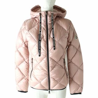 モンクレール(MONCLER)の美品△正規品 MONCLER モンクレール 20SS OULX ウルクス ロゴパッチ・フード付き キルティング ダウンジャケット レディース ピンク 0 冬物(ダウンジャケット)