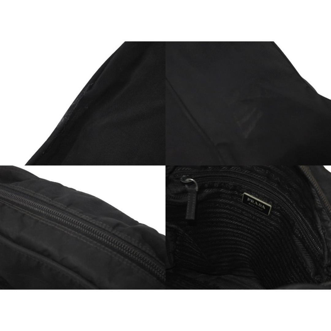 PRADA(プラダ)のPRADA プラダ ショルダーバッグ ナイロン レザー NERO ブラック ロゴプレート 三角ロゴ B7370 中古 59449 レディースのバッグ(ハンドバッグ)の商品写真