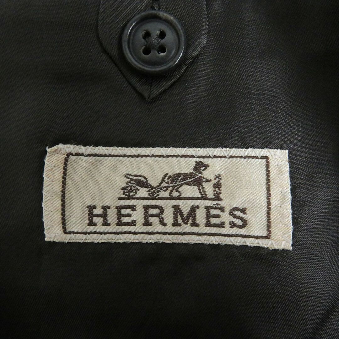 Hermes(エルメス)の極美品□HERMES/エルメス チェック柄 ウール ダブルスーツ テーラードジャケット/トラウザーズ 上下セットアップ グレー 50/52 伊製 正規品 メンズのスーツ(セットアップ)の商品写真