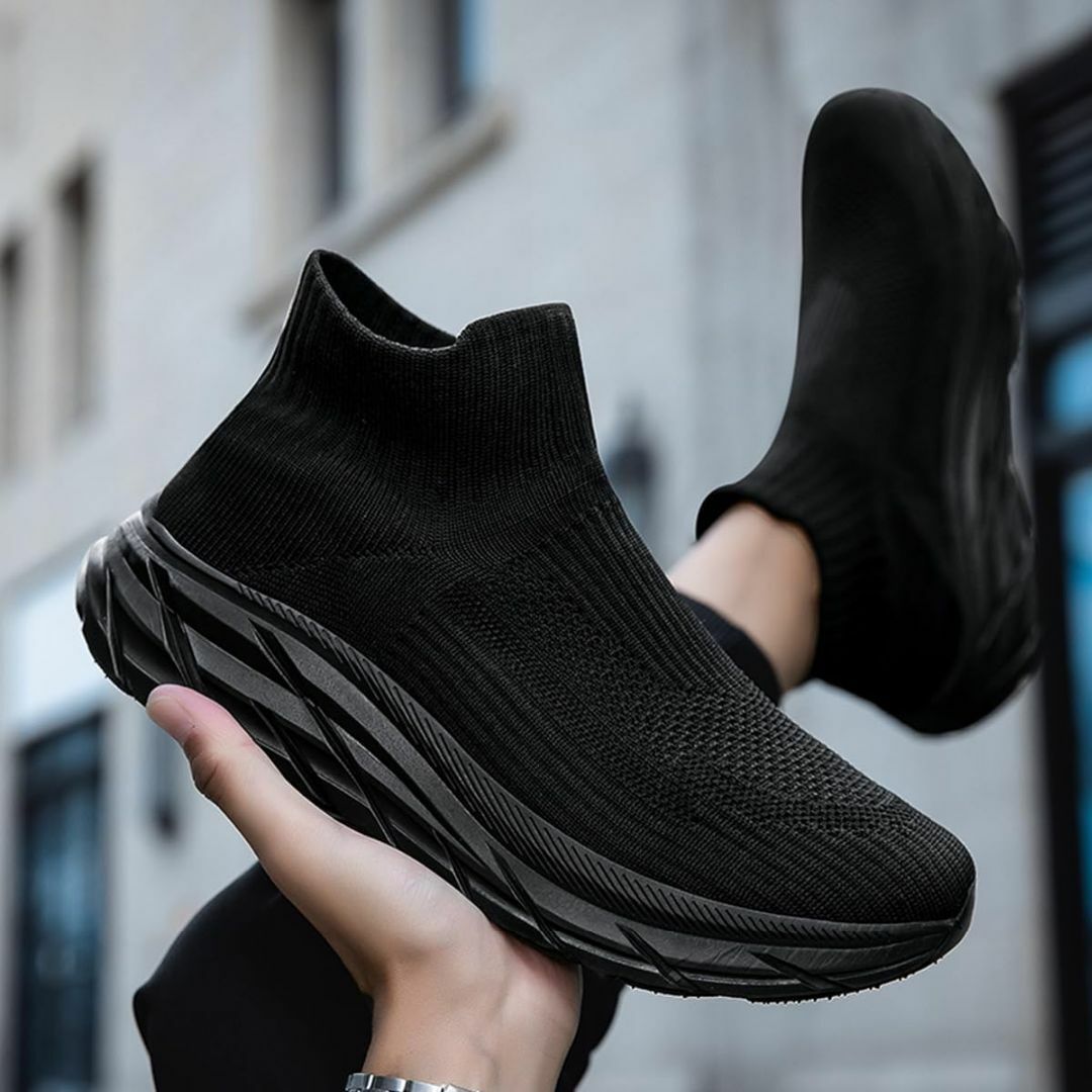 ランニングシューズ❤️男女兼用 黒 運動靴 スリッポン 超軽量　27.5センチ メンズの靴/シューズ(スニーカー)の商品写真