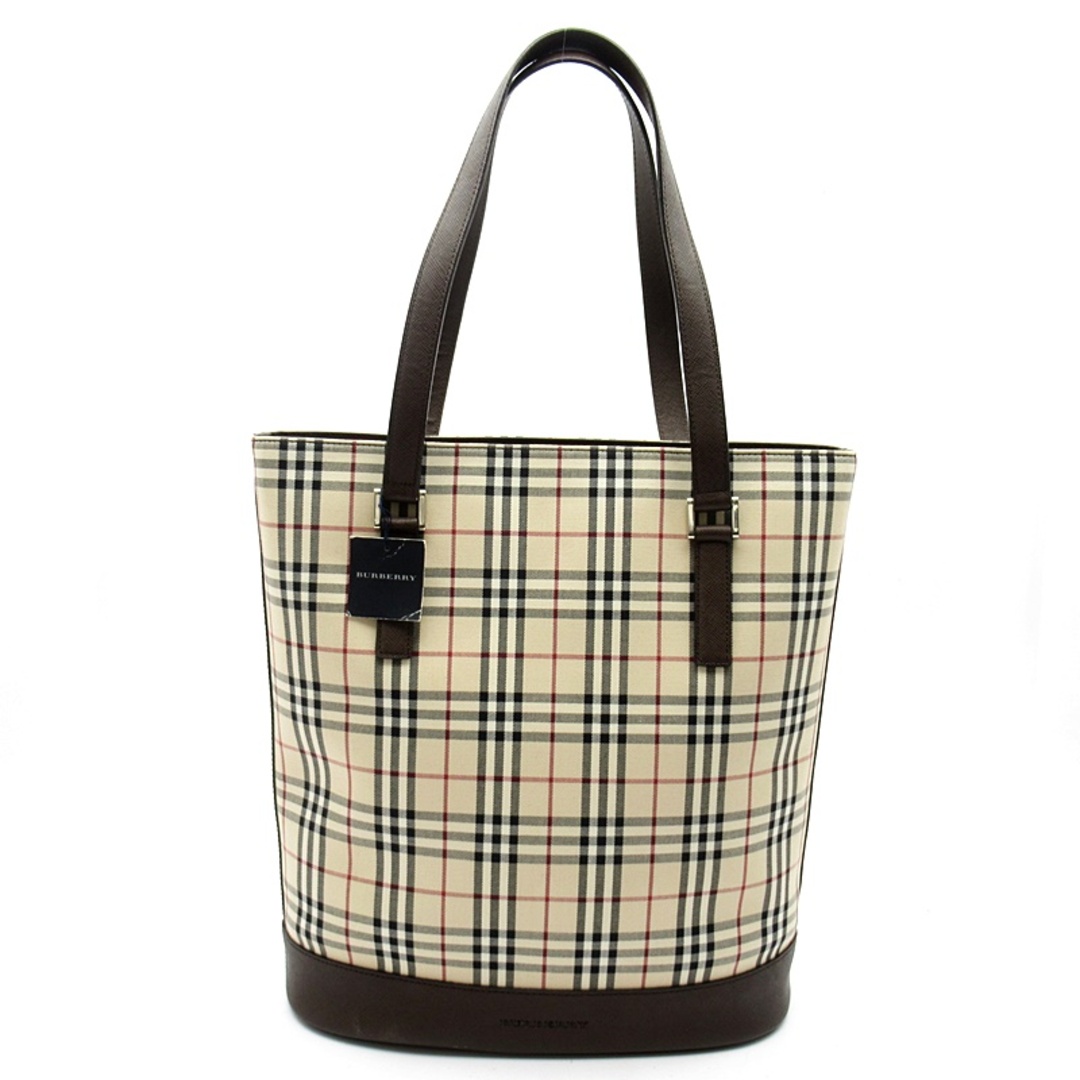 BURBERRY(バーバリー)のバーバリー ノバチェック トートバッグ  キャンバス/レザー レディーストートバッグ
 ベージュ【中古】 レディースのバッグ(トートバッグ)の商品写真