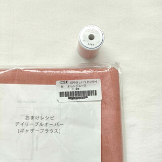 チェックアンドストライプ(CHECK&STRIPE)のCHECK&STRIPEやさしいリネン オレンジムース1.4m☆レシピ糸付き(生地/糸)