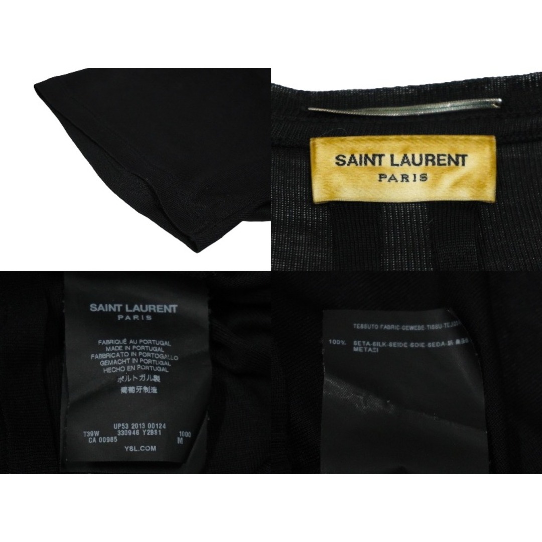 Saint Laurent(サンローラン)のSAINT LAURENT PARIS サンローランパリ 半袖Ｔシャツ スパンコール シルク ブラック サイズM 330946 美品 中古 60726 レディースのトップス(Tシャツ(半袖/袖なし))の商品写真