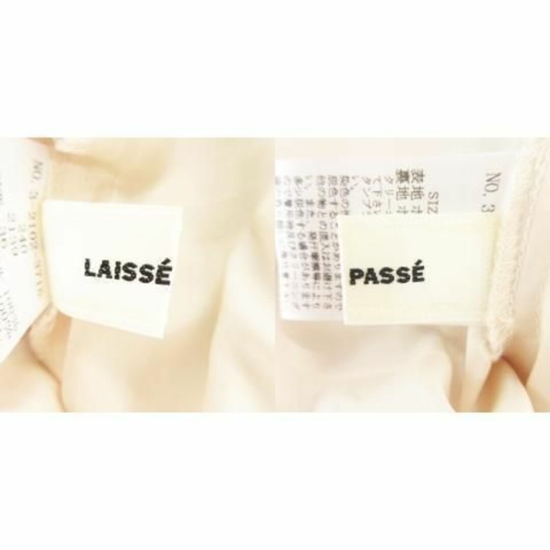 LAISSE PASSE(レッセパッセ)のレッセパッセ ミニワンピース 七分袖 花柄 ベージュ 230727AH13A レディースのワンピース(ミニワンピース)の商品写真