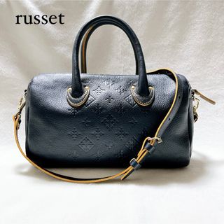 ラシット(Russet)の【russet】ラシット　ミニボストンバッグ 2way　モノグラム　オールレザー(ショルダーバッグ)