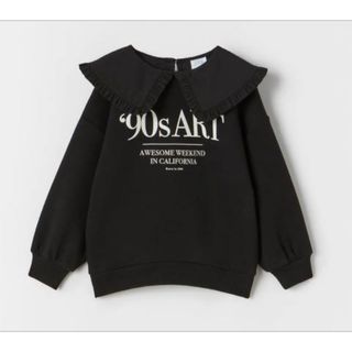 ザラキッズ(ZARA KIDS)の美品ZARA KIDS ロマンティックネック スウェットシャツ ブラック160(その他)