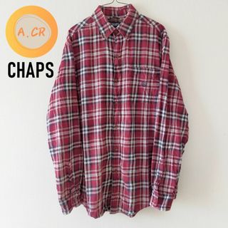 チャップス(CHAPS)のCHAPS  BDチェックシャツ  Lサイズ 古着 レッド ネルシャツ(シャツ)