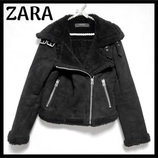 ザラ(ZARA)のZARA ダブルフェイス クロップド ライダース ジャケット ムートン コート(ライダースジャケット)