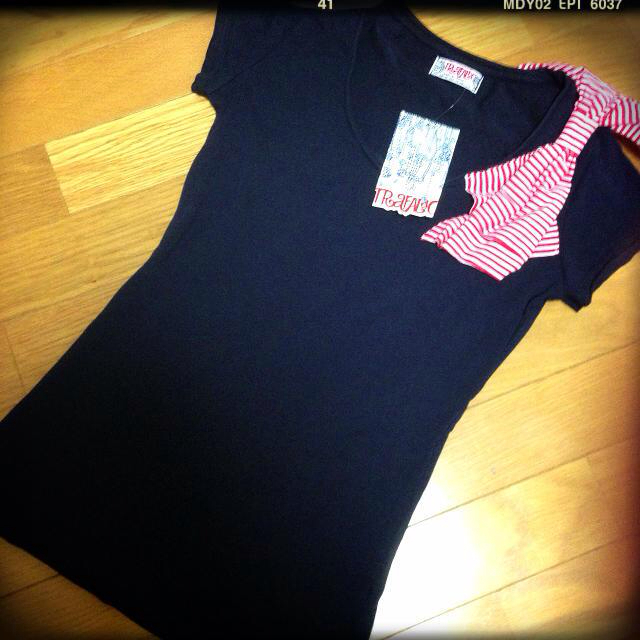 ZARA(ザラ)のZARA＊肩リボンマリンTシャツ レディースのトップス(Tシャツ(半袖/袖なし))の商品写真