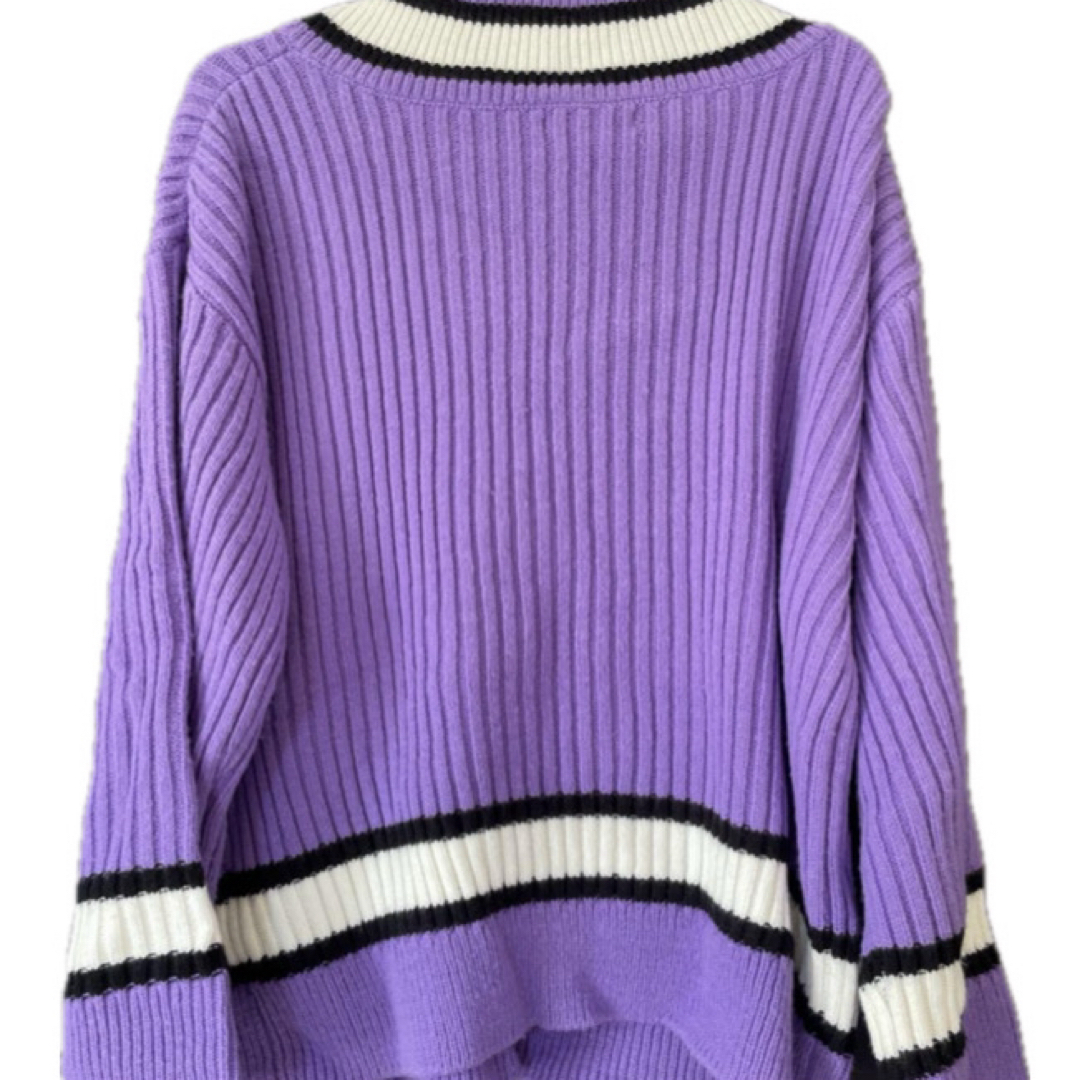 WEGO(ウィゴー)の紫 ボーダーニット レディースのトップス(ニット/セーター)の商品写真