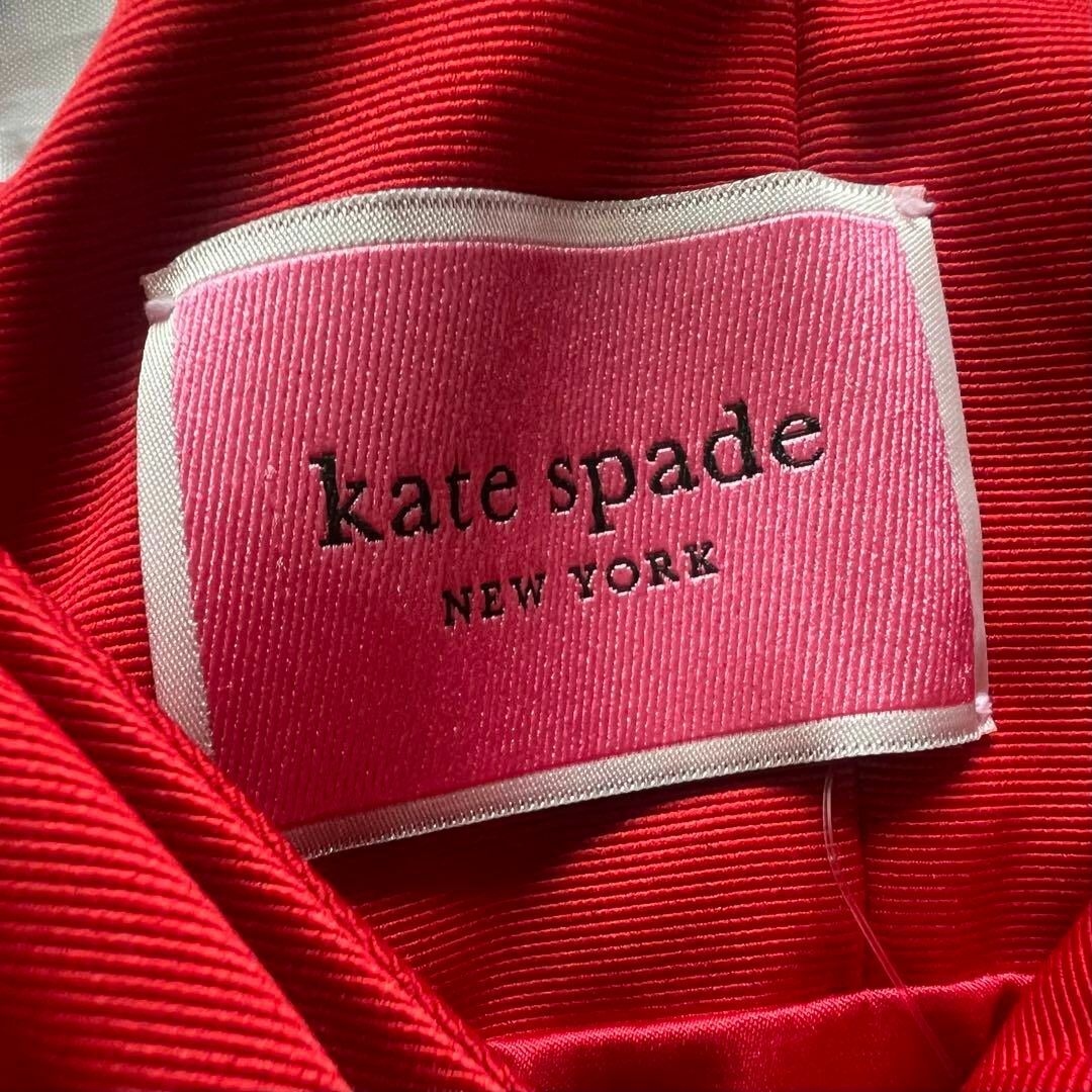 kate spade new york(ケイトスペードニューヨーク)の【未使用タグ付き】kate spade フレアワンピース レッド リボン 0 S レディースのワンピース(ひざ丈ワンピース)の商品写真