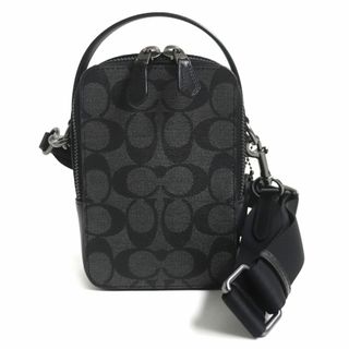 コーチ(COACH)の極美品▼COACH コーチ C3146 トップハンドル クロスボディ シグネチャーキャンバス×レザー 2WAY ショルダーバッグ 黒×グレー メンズ(ショルダーバッグ)