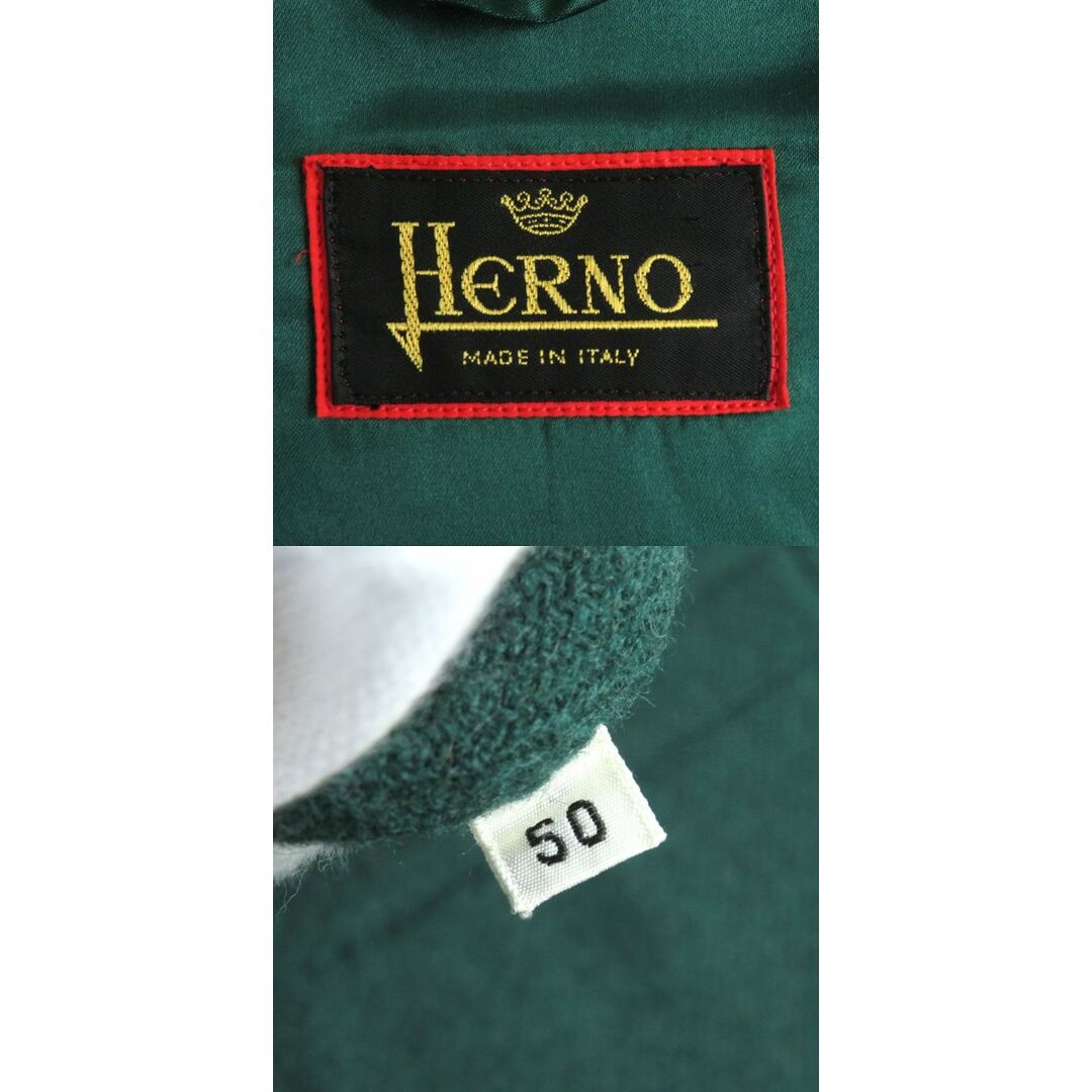 HERNO(ヘルノ)の極美品△イタリア製 HERNO ヘルノ ヴィンテージ ロゴボタン付き ウールコート／チェスターコート メンズ ブラウンベージュ系 50 シンプル◎ メンズのジャケット/アウター(チェスターコート)の商品写真