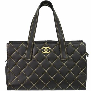 シャネル(CHANEL)の本物 シャネル CHANEL ココマーク ワイルドステッチ トートバッグ ハンドバッグ レザー ブラウン Wild Stitch バッグ 中古(ハンドバッグ)