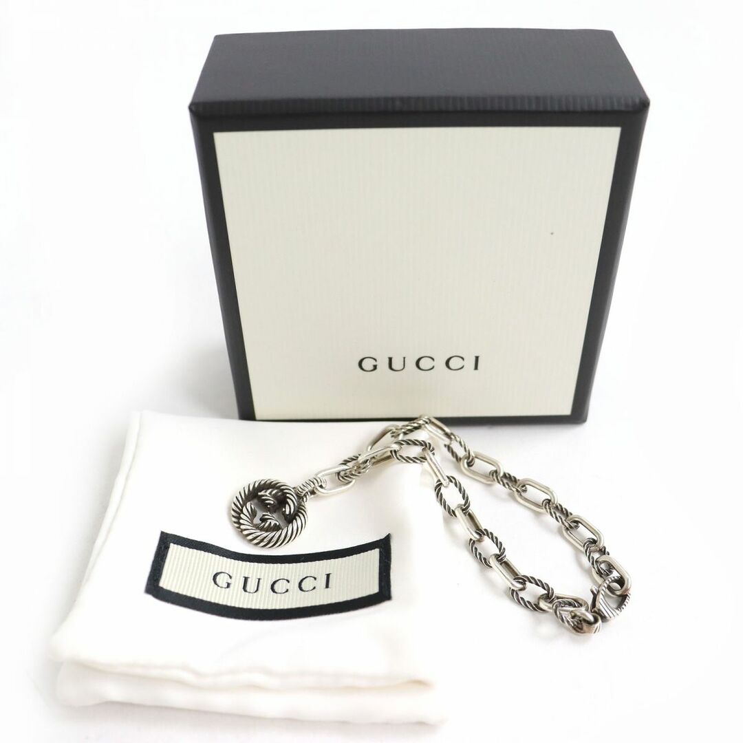 Gucci(グッチ)の美品△伊製 GUCCI グッチ 607158 インターロッキングG Ag925 スターリングシルバー チェーン ブレスレット メンズ 18 重量：15.5g 箱・袋付 メンズのアクセサリー(ブレスレット)の商品写真