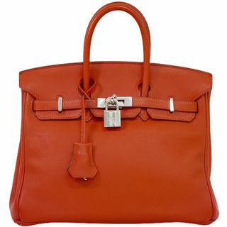 エルメス(Hermes)の本物 エルメス HERMES バーキン 25 スイフト レザー ハンドバッグ Z刻 2021年 オレンジ Birkin バッグ 中古(ハンドバッグ)