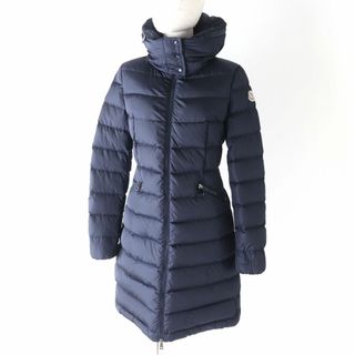 モンクレール(MONCLER)の美品★正規品 MONCLER モンクレール FLAMMETTE フラメッテ 18-19AW ロゴワッペン・フード付 ZIP UP ロングダウンコート ネイビー 00(ダウンコート)