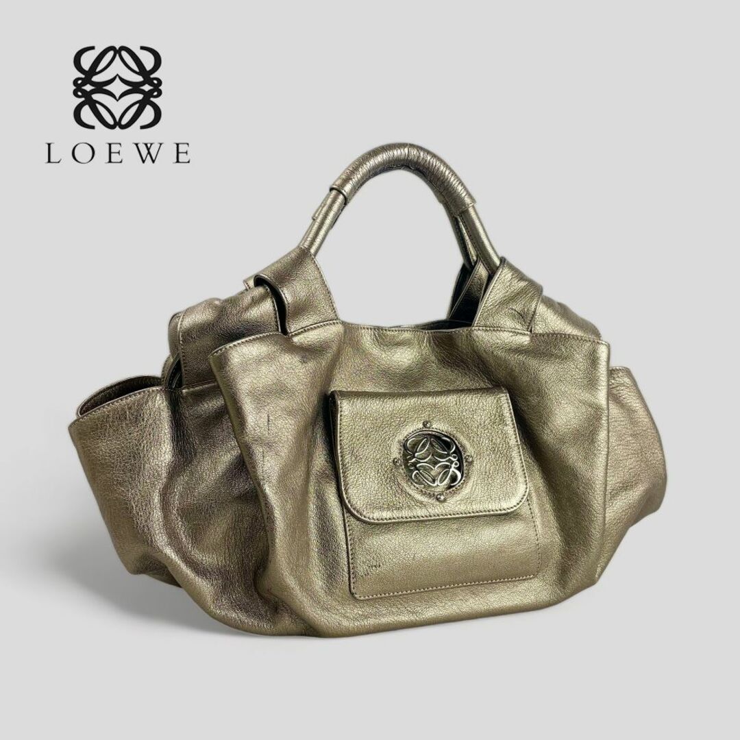 ■LOEWE ロエベ■ ナッパアイレ ラージサイズ ステンレスロゴ ハンドバッグ