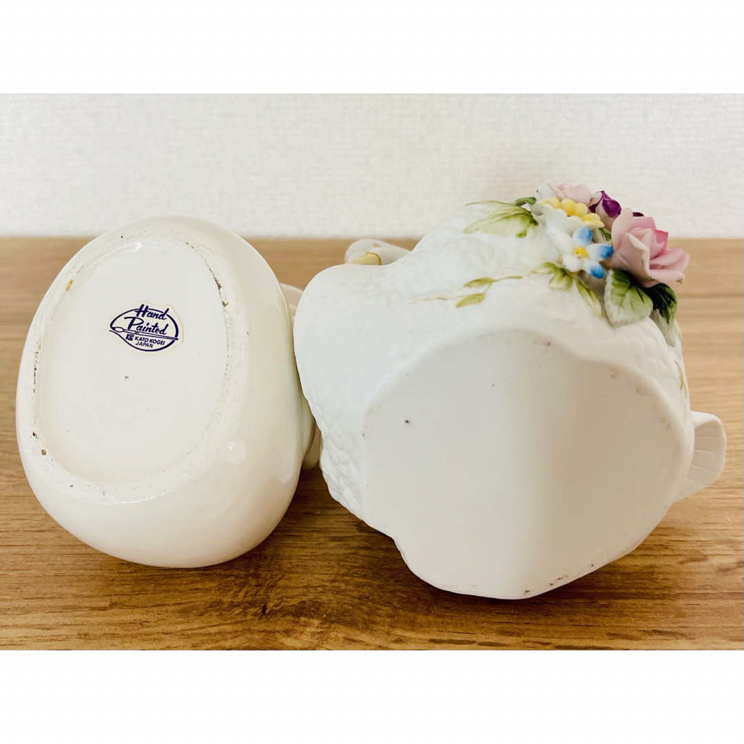 【KOWA・KATOKOGEI】白鳥　陶器　小物入れ 陶花  加藤工芸 アヒル  インテリア/住まい/日用品のインテリア小物(置物)の商品写真