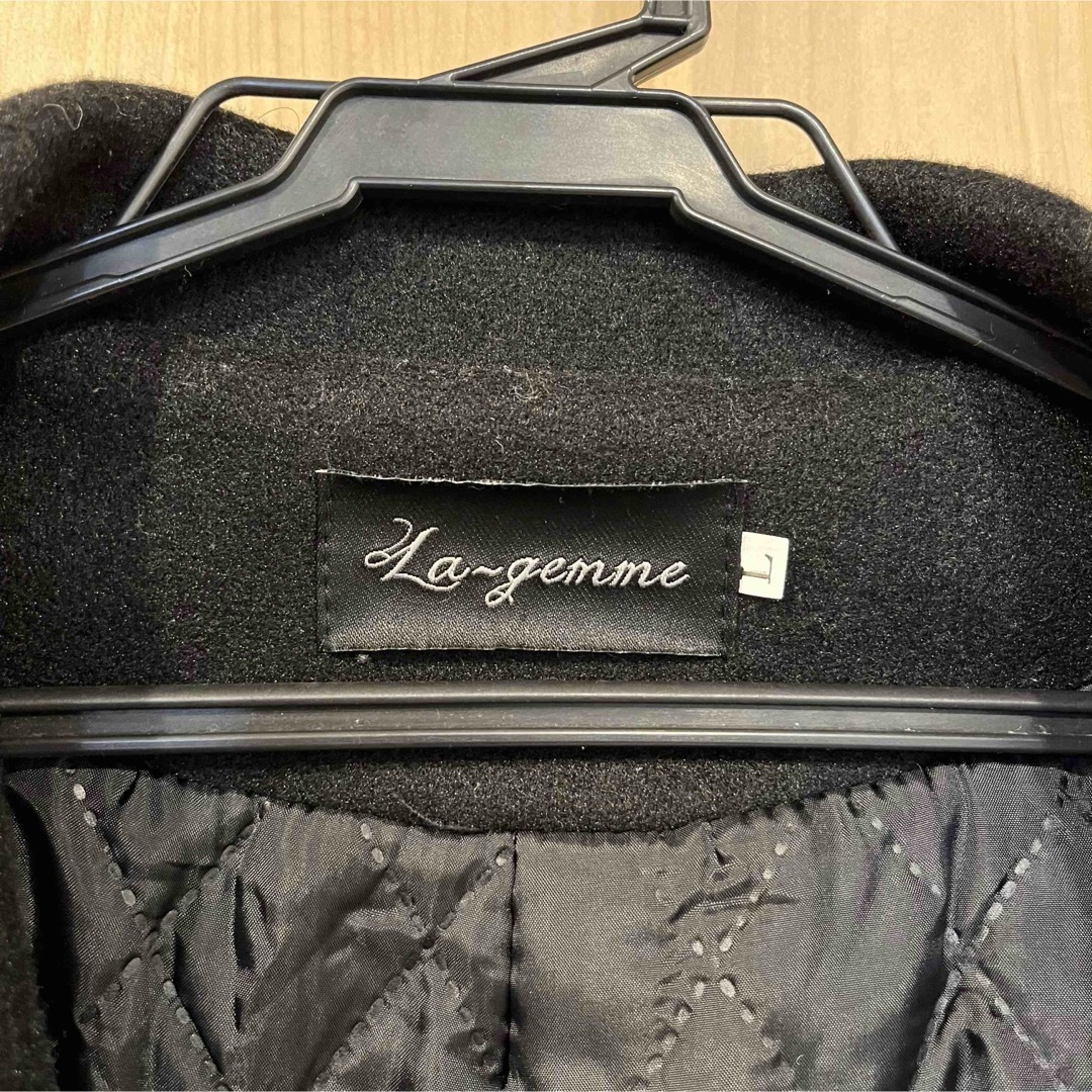 La-gemme　ラジエム　コート　チェスターコート　ロングコート　ブラック　Ｌ レディースのジャケット/アウター(チェスターコート)の商品写真