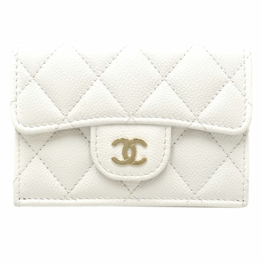 CHANEL(シャネル)のCHANEL シャネル クラシックスモールウォレット ココマーク A84401 三つ折り財布 キャビアスキン ホワイト/180282【中古】 レディースのファッション小物(財布)の商品写真