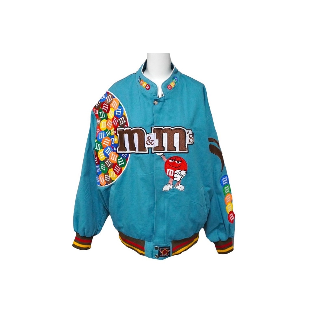 JH Design ジェイエイチデザイン M&M'sレーシングジャケット ワッペン Lサイズ ブルー 美品 中古 60794 レディースのジャケット/アウター(その他)の商品写真