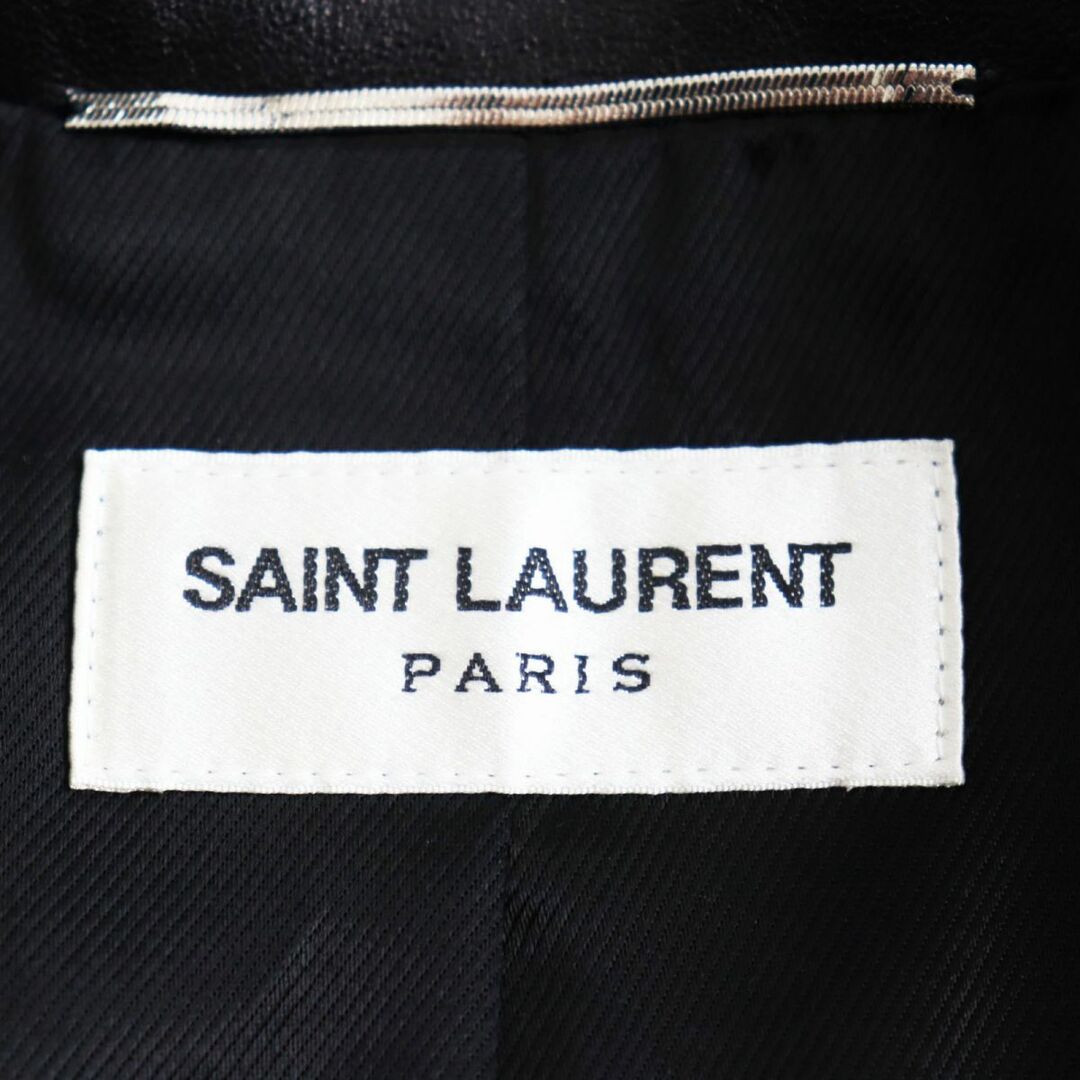 Saint Laurent(サンローラン)の極美品●2019年製 SAINT LAURENT PARIS/サンローランパリ 576665 ロゴボタン ラムスキン レザートレンチコート ブラック 46 伊製 正規品 q03-st30210-3842 メンズのジャケット/アウター(トレンチコート)の商品写真