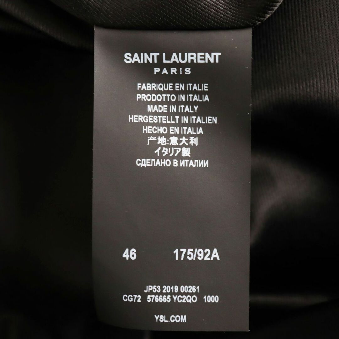 Saint Laurent(サンローラン)の極美品●2019年製 SAINT LAURENT PARIS/サンローランパリ 576665 ロゴボタン ラムスキン レザートレンチコート ブラック 46 伊製 正規品 q03-st30210-3842 メンズのジャケット/アウター(トレンチコート)の商品写真