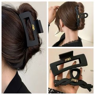 激安　マットつや消し　minロゴ　髪飾り　バンスクリップ　バレッタ　髪留め(バレッタ/ヘアクリップ)