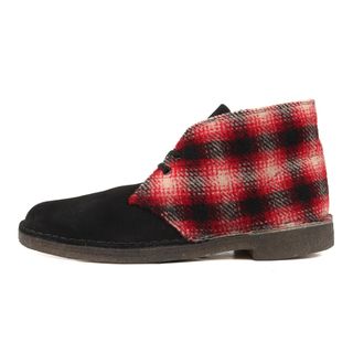 クラークス(Clarks)の美品 Clarks クラークス サイズ:25.5cm WoolRich チェックウール コンビ スウェード デザートブーツ ブラック レッドチェック US7.5 ウールリッチ コラボ シューズ 靴【メンズ】【中古】(ブーツ)