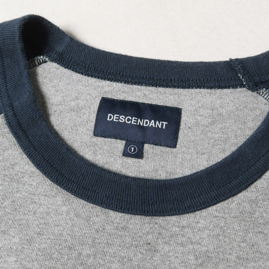 DESCENDANT(ディセンダント)のDESCENDANT ディセンダント Tシャツ サイズ:1 20SS オーバルロゴ ラグラン 7分袖 ベースボールTシャツ TWO BIT B.B SS グレー ネイビー トップス カットソー 長袖Tシャツ【メンズ】【中古】 メンズのトップス(Tシャツ/カットソー(半袖/袖なし))の商品写真