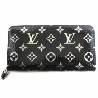 ルイヴィトン(LOUIS VUITTON)の未使用品▼LOUIS VUITTON ルイヴィトン N96955 エキゾチック パイソンレザー モノグラム ジッピーウォレット 黒×シルバー 仏製 袋付き(長財布)