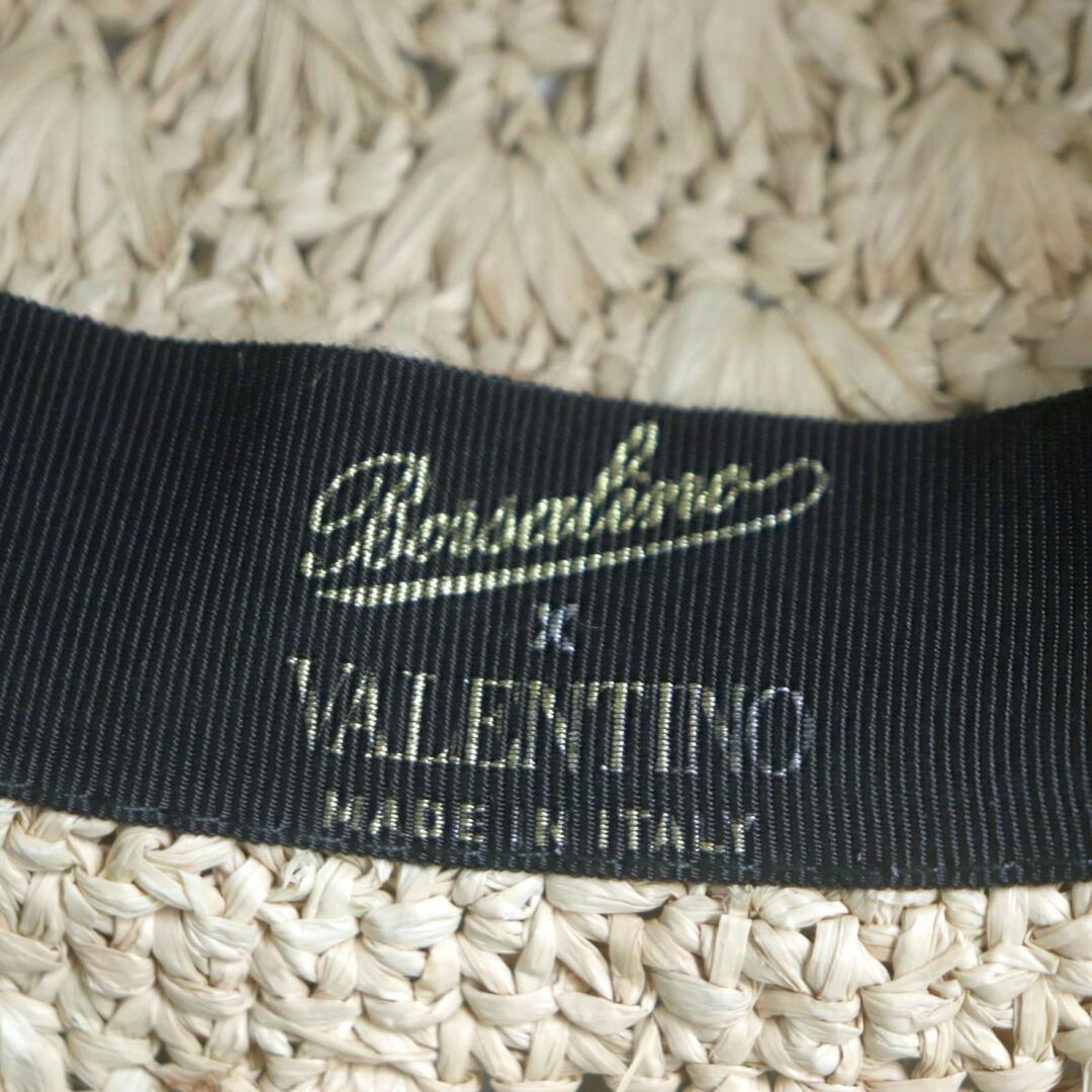 Borsalino(ボルサリーノ)の極美品▼21SS 定価94600円 ボルサリーノ×ヴァレンティノ ラフィアクロシェハット エンブロイダリーリボン ストローハット/帽子 57 正規品 メンズの帽子(ハット)の商品写真