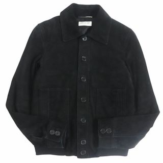 サンローラン(Saint Laurent)の美品□SAINT LAURENT PARIS/サンローランパリ 484279 ロゴボタン ゴートスキン スウェード レザーブルゾンジャケット 黒 42 伊製 正規品(ブルゾン)