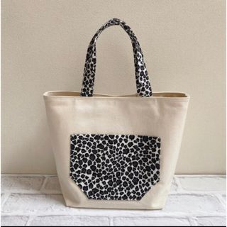 ハンドメイド　帆布×ヒョウ柄バック(バッグ)