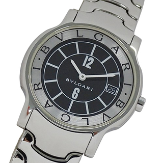 ブルガリ(BVLGARI)のブルガリ BVLGARI 時計 メンズ ブランド ソロテンポ デイト クオーツ QZ ステンレス SS ST35S シルバー ブラック 磨き済み 【中古】(腕時計(アナログ))