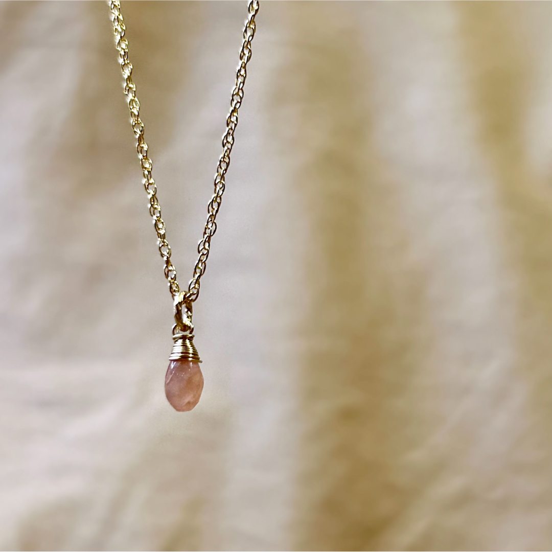 14kgf 宝石質AAA インカローズのプチペンダントネックレス ハンドメイドのアクセサリー(ネックレス)の商品写真