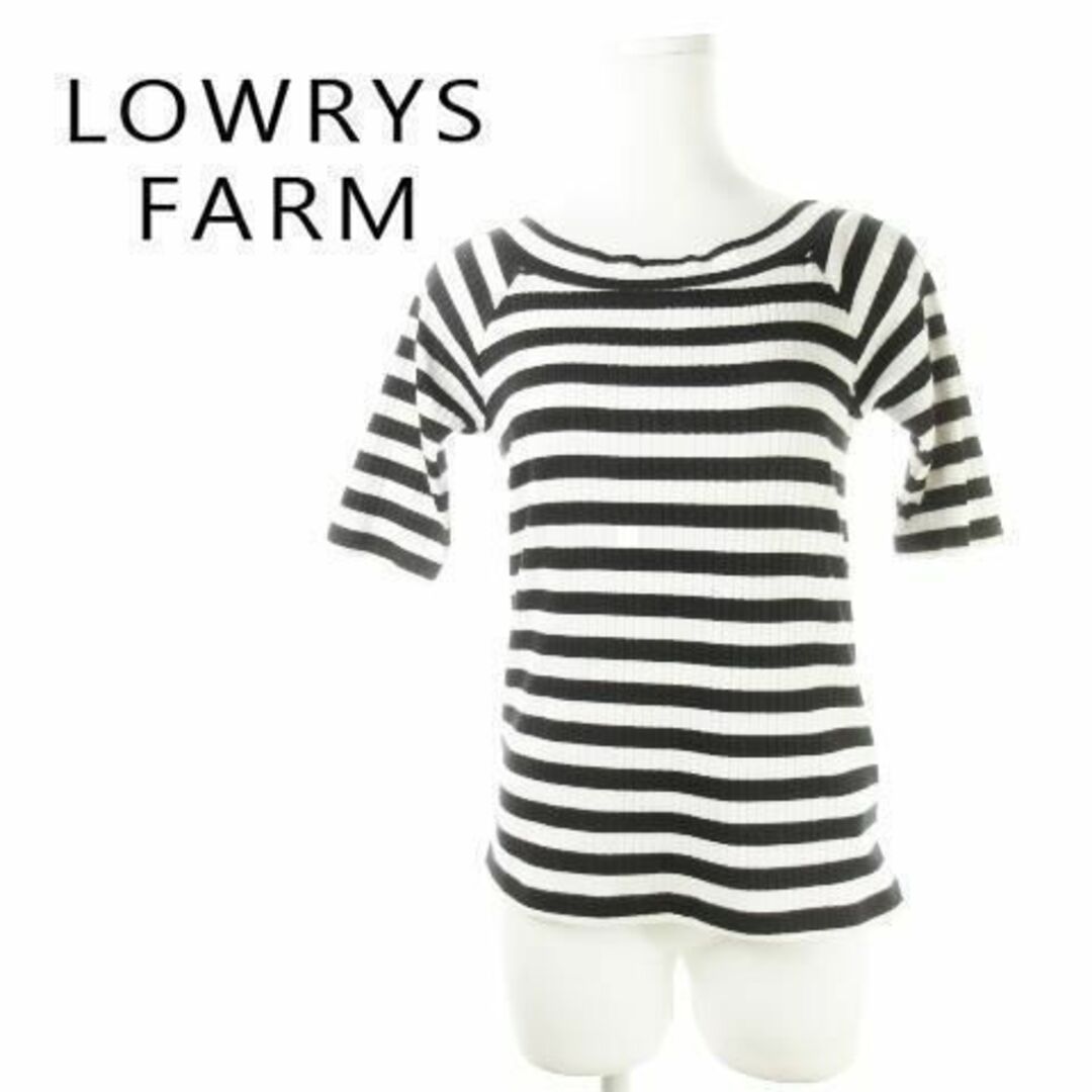 LOWRYS FARM(ローリーズファーム)のローリーズファーム リブカットソー 半袖 ボーダー M 黒 221028CK3A レディースのトップス(カットソー(半袖/袖なし))の商品写真