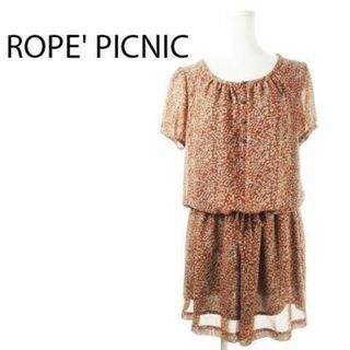 ロペピクニック(Rope' Picnic)のロペピクニック ブラウジング ミニワンピ 花柄 38 赤 221031CK10A(ミニワンピース)