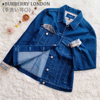 BURBERRY - 未使用に近い バーバリーロンドン ノバチェック 銀ボタン デニムジャケット M