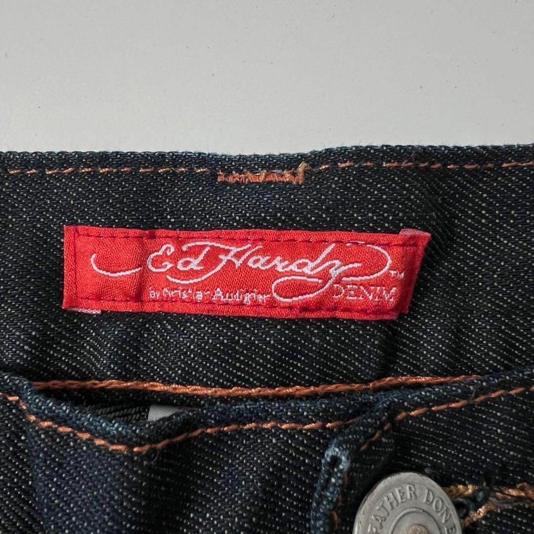 Ed Hardy(エドハーディー)の美品 エドハーディー スカル ポケット ラメ 刺繍 濃紺 36 デニム ジーンズ メンズのパンツ(デニム/ジーンズ)の商品写真