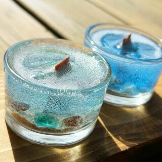 アロマジェルキャンドル2個セット(ブルー&マリンブルー) /ハニーサックルの香り(アロマ/キャンドル)