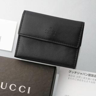 グッチ(Gucci)のK3289M 美品 グッチ ロゴ 本革 三つ折 ミニ 財布 箱付き ITALY製(折り財布)