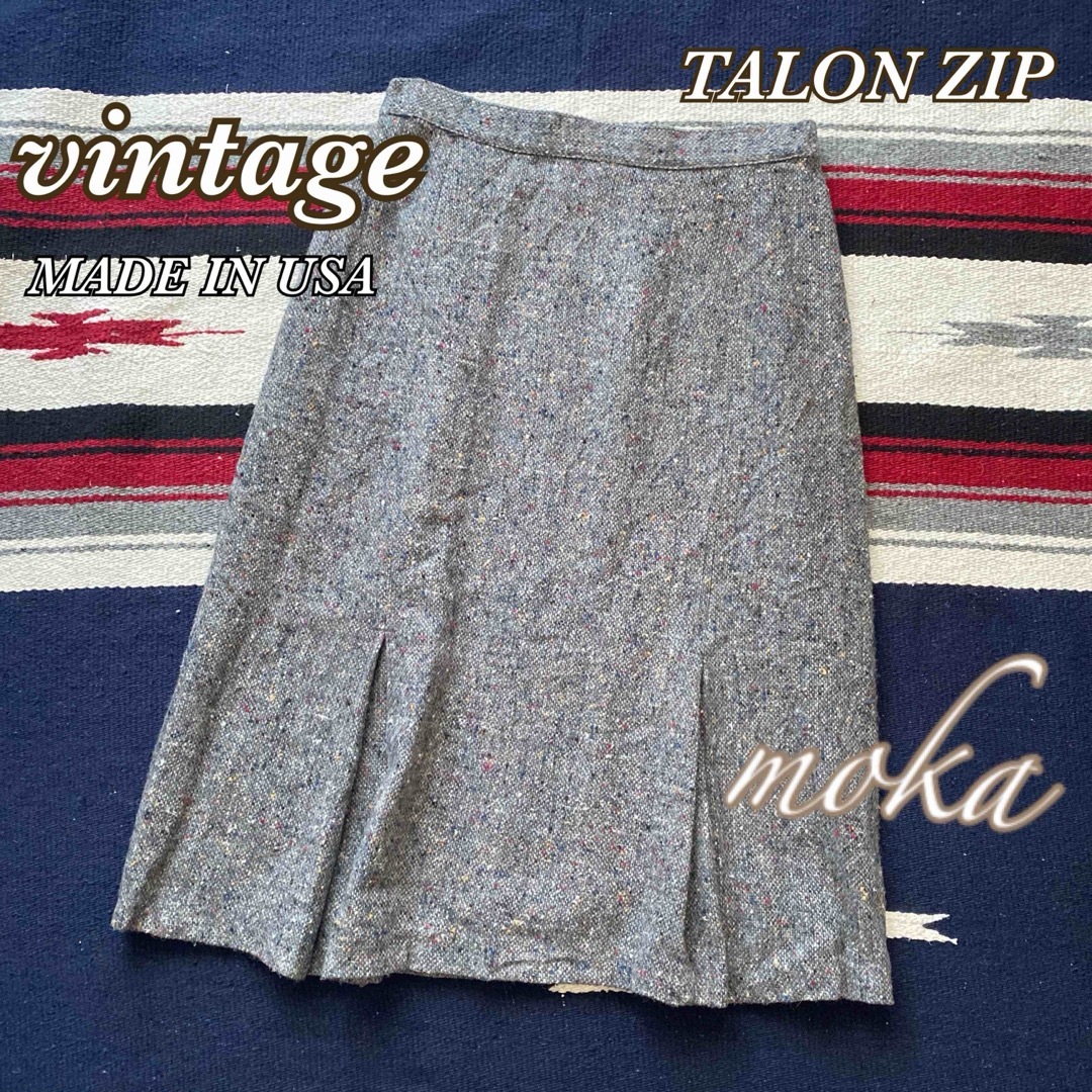 VINTAGE(ヴィンテージ)のvintage ウール ネップスカート TALONジップ USA製 レディースのスカート(その他)の商品写真