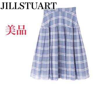 ジルスチュアート(JILLSTUART)の【美品】JILLSTUART スカート　チェック　ブルー　春服(ひざ丈スカート)