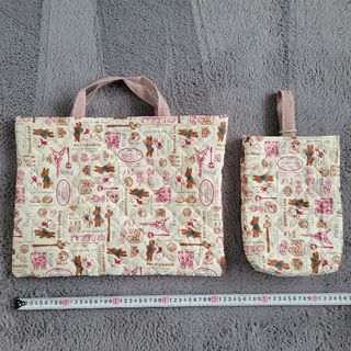 【ハンドメイド】リサとガスパール　レッスンバッグ&上靴入れ(バッグ/レッスンバッグ)