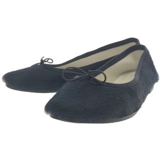 LENO リノ BALLET SHOES ハラコフラットバレエシューズ ネイビー 39(バレエシューズ)